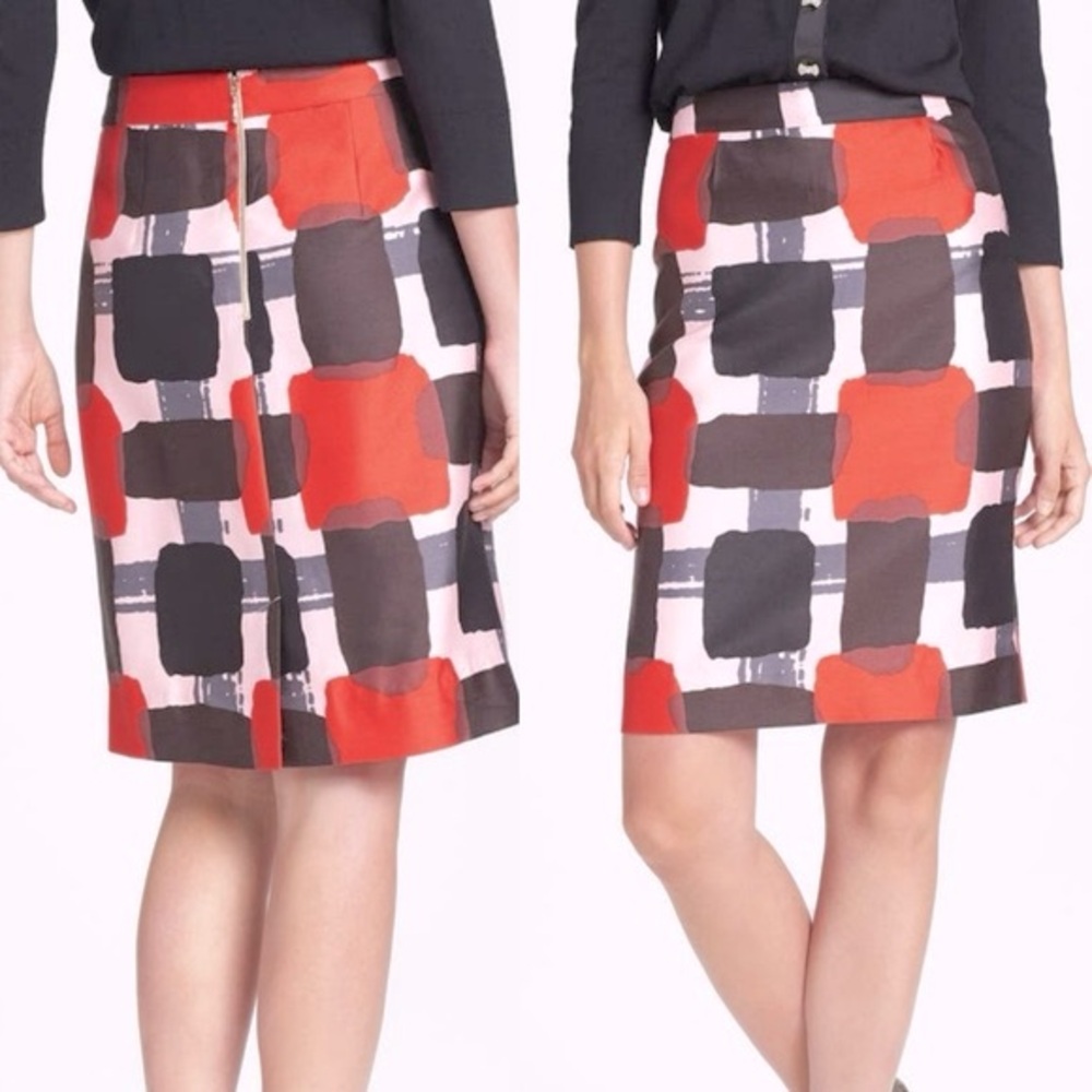 Kate Spade New York Jordan Checkered Silk Pencil Skirt